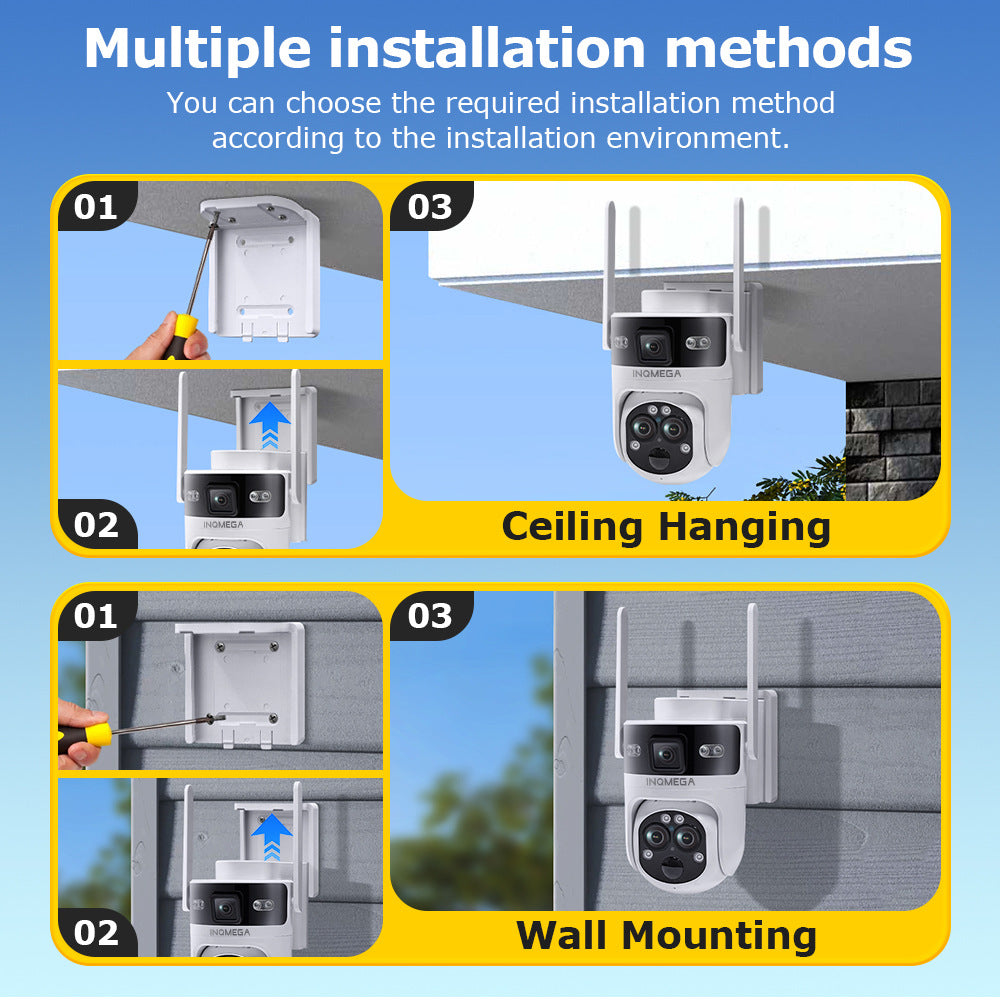 Manufacturer Private Model Outdoor4G Three-eye Solar Camera6MP High Definition Full Color1510x Zoom Solar Surveillance