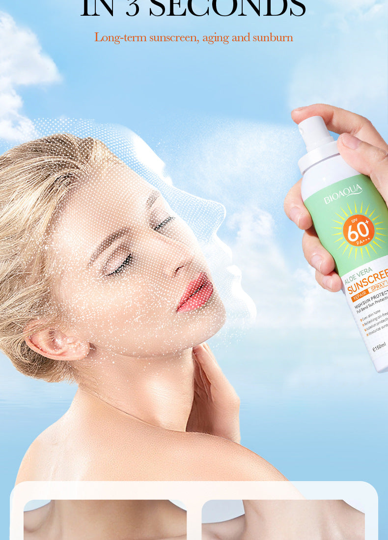 BIOAOUA Aloe Vera Sunscreen Sunscreen Isolation Refreshing Three-in-One Sunscreen Spray Wholesale