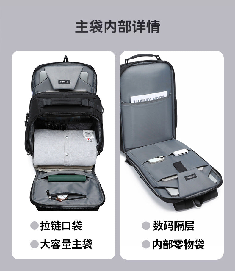 OZUKO Business Backpack Men's Commuting Computer Backpack Waterproof Large Capacity Business Travel Portable Men's Bag