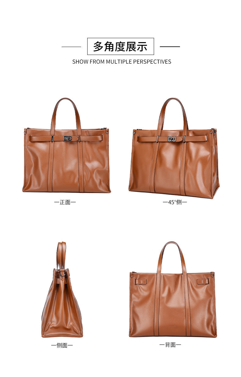 Korean Style Handheld Fashion Casual Briefcase New Work Commute Large Capacity Versatile Tote Bag High-end Feel Women's Bag