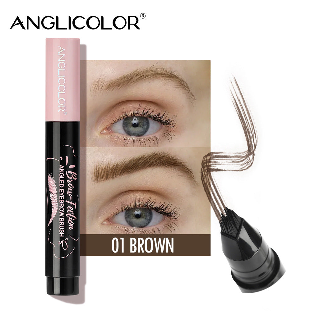Specially Designed Multi-Pronged Plush Waterproof Eyebrow Pencil Long-Lasting Non-Fading Liquid Eyebrow Pencil for Distinct Wild Eyebrows