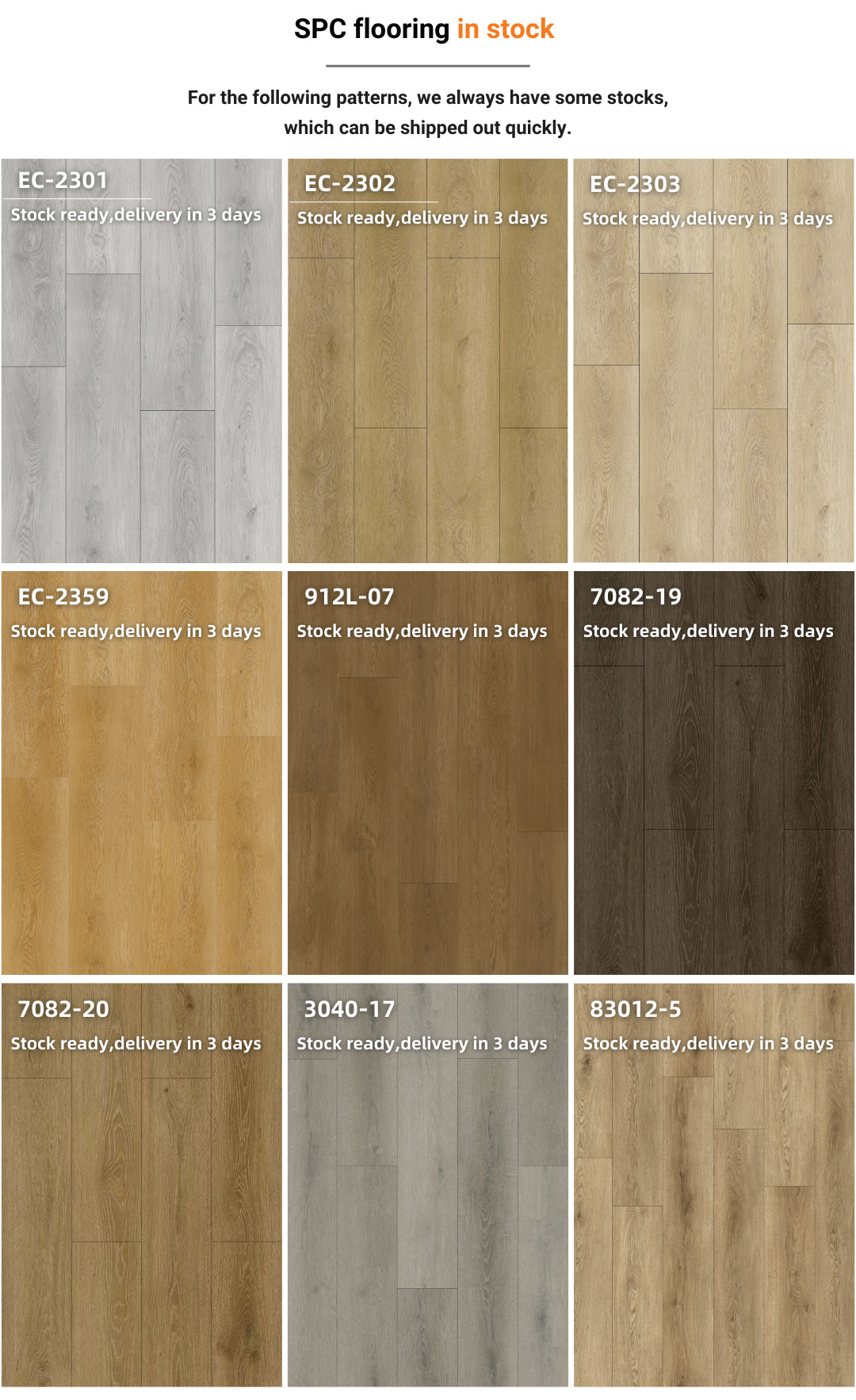 3.5mm 4.0mm  Spc  Floor Wood Tiles Plastic Flooring