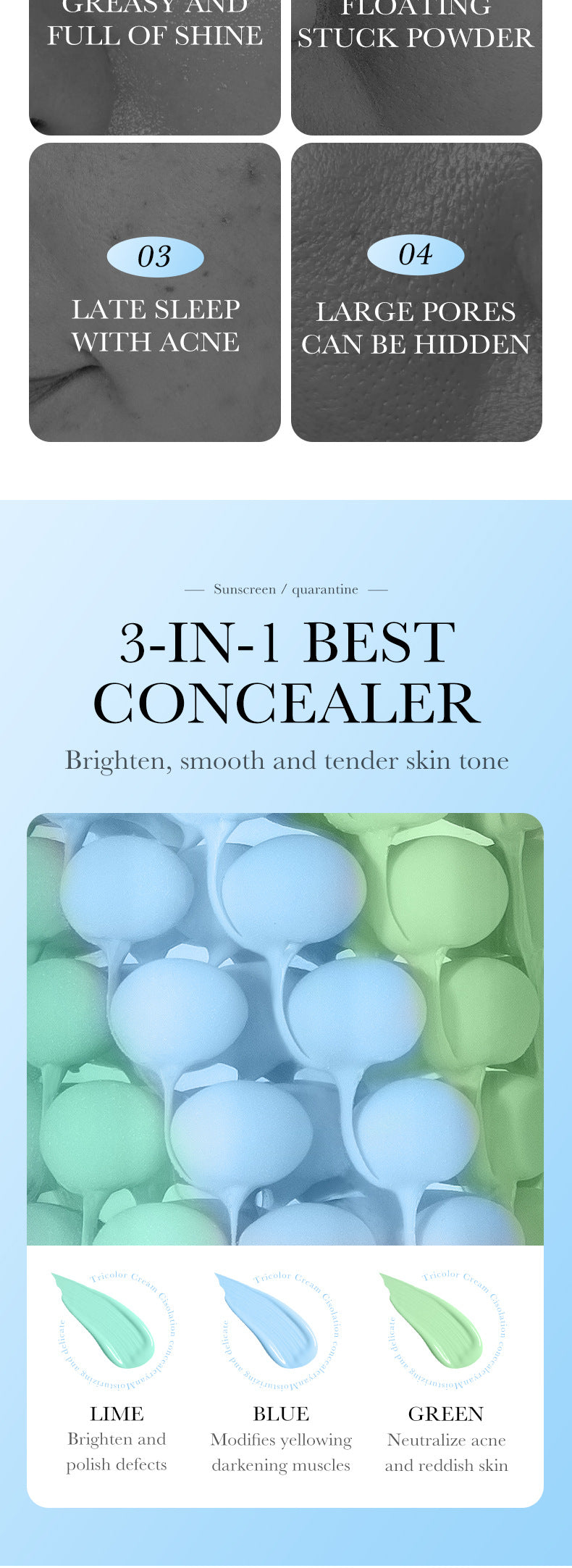 Makeup SADOER Three-color Rainbow Primer Brightening Skin Tone Sunscreen Makeup Base  Wholesale