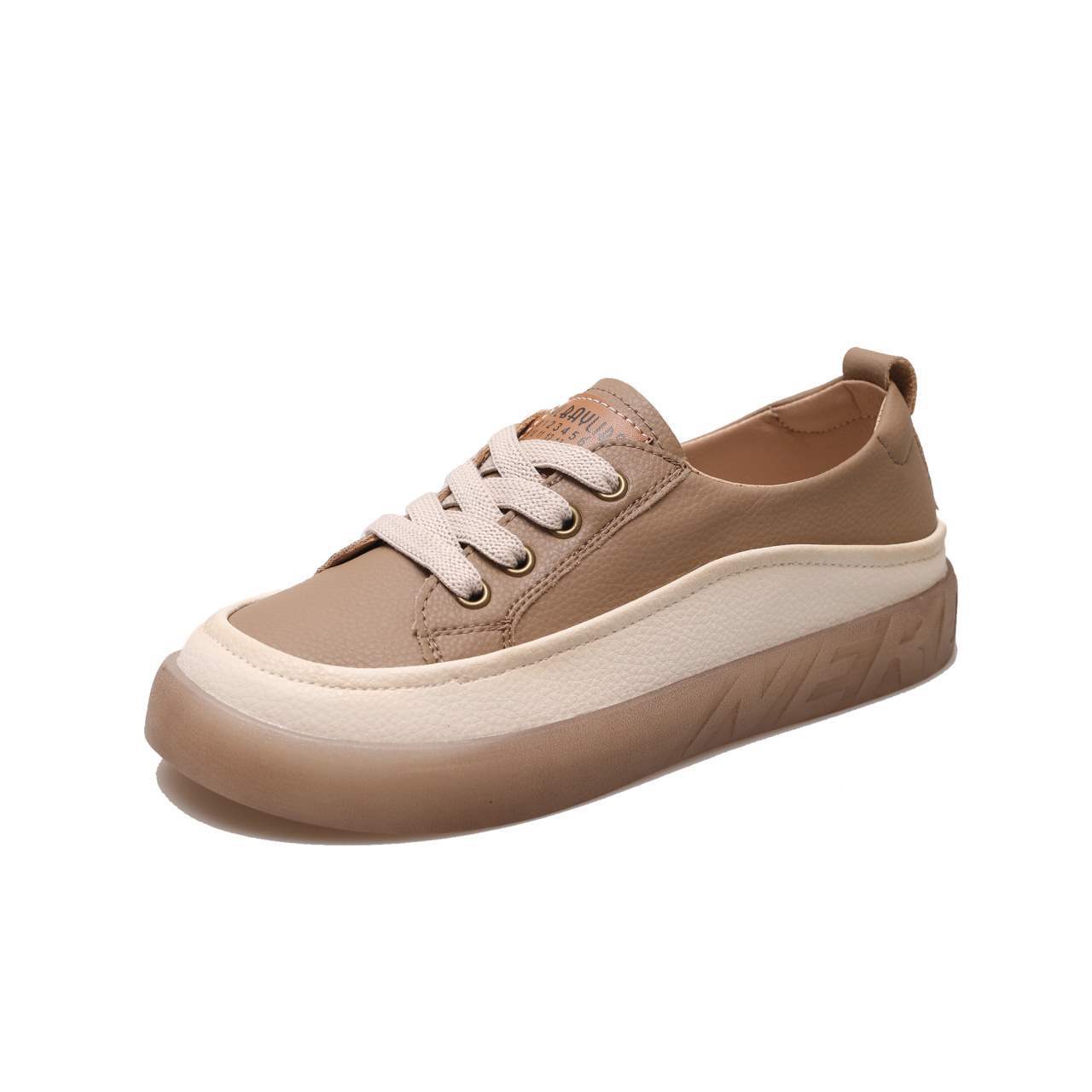 2025Autumn New Fashion Versatile Soft Sole Soft Surface Lace-up Casual White Shoes Slip-on Thick Sole Women's Single Shoes