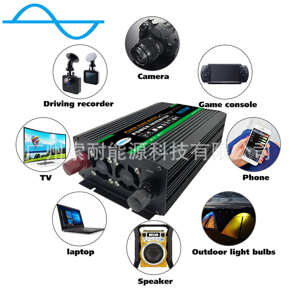 1000W Pure Sine Wave Inverter DC12V/24V Turn AC110V 120V Shopee AliExpress Export