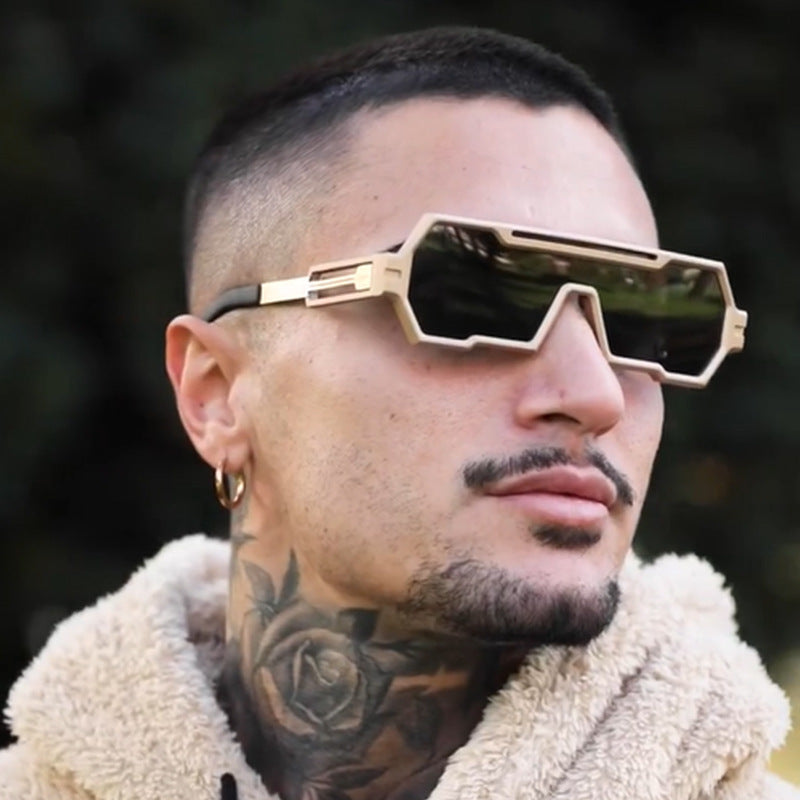 Vintage Sunglasses for Men, Steampunk Style, Irregular Sunglasses, High-End Driving Glasses, Sun Protection Integrated Glasses for Women