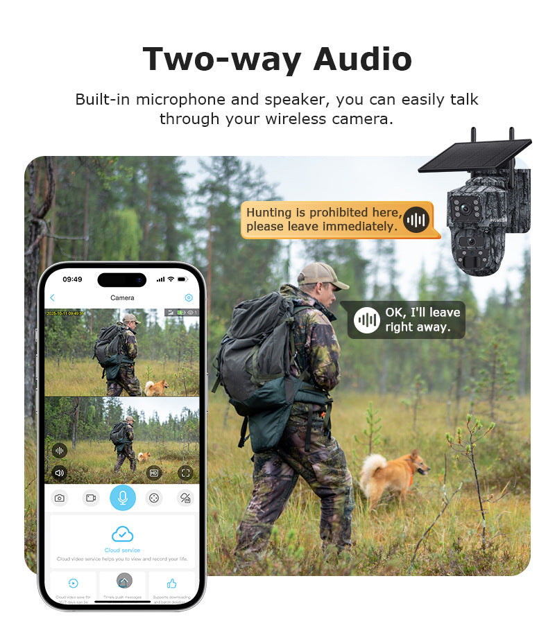 New Product AOV Solar-powered Camera6MP HD Binoculars4G Outdoor Camouflage Solar Camera