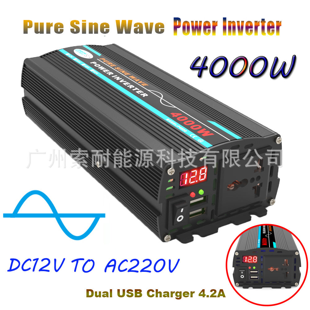 New Product12V Turn AC220V Sine Wave Inverter500W/800W/1000W/1300W 2个4.2A USB