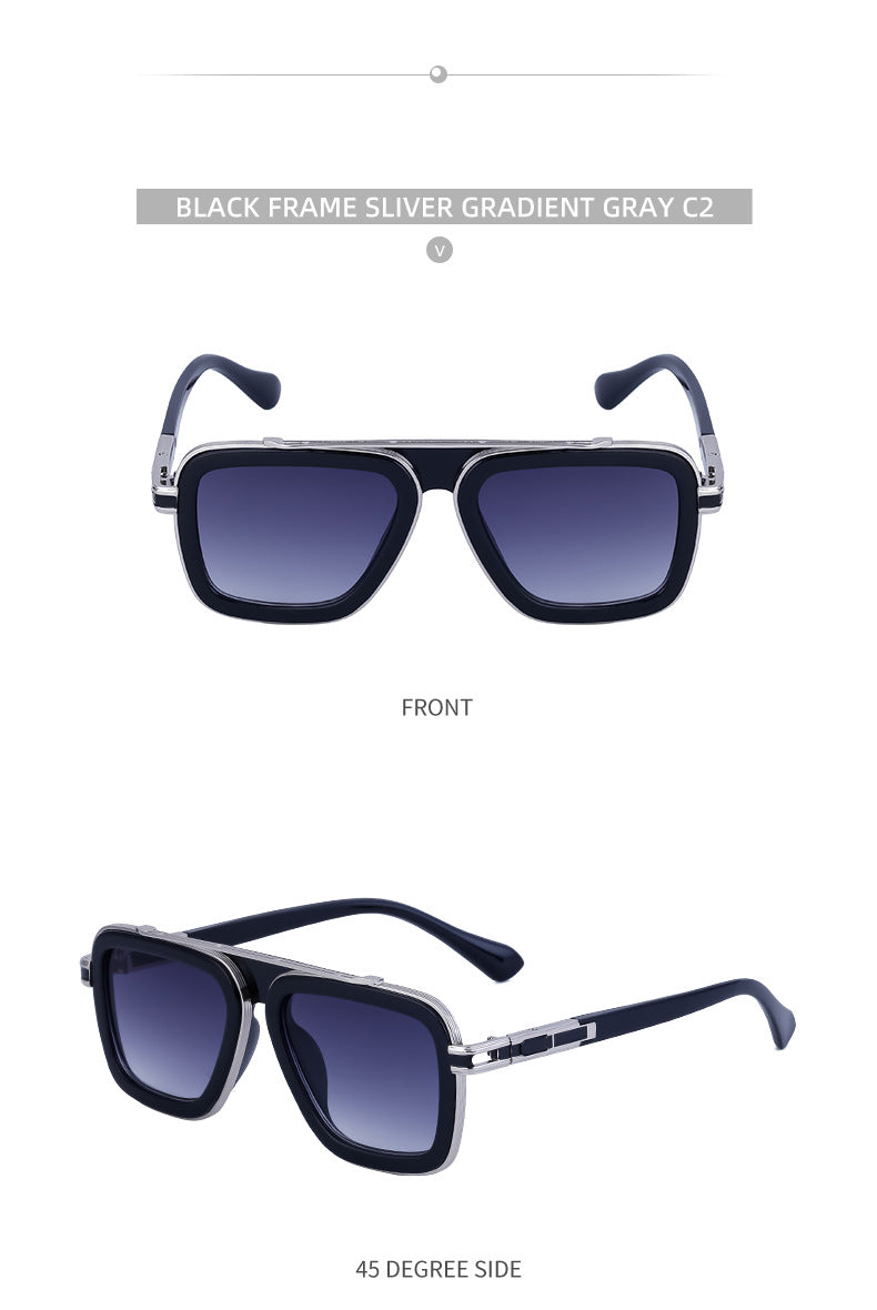 European and American Retro Square Frame Sunglasses for Men, Trendy European and American Punk Style, Internet Celebrity Same Style Sunglasses for Women ins Wind shades