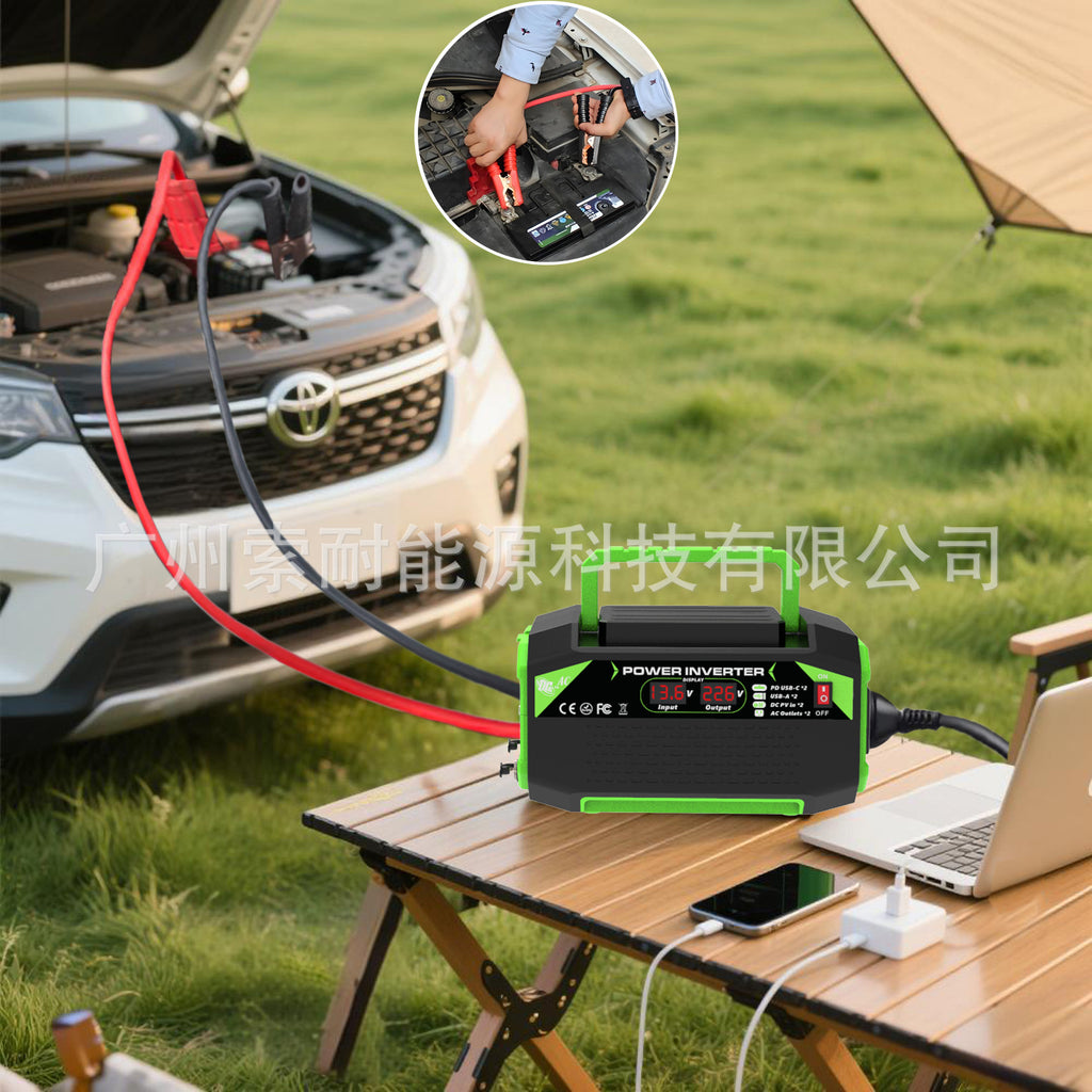 US Standard Socket Car Inverter300W/500W12V Turn110V With dual display/USB/Type-C