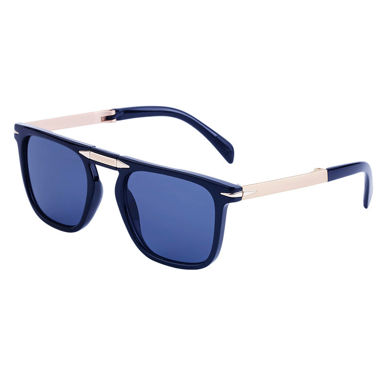 Retro Square Frame Folding Polarized Sunglasses for Men, Trendy Driving Sun Protection Glasses shades