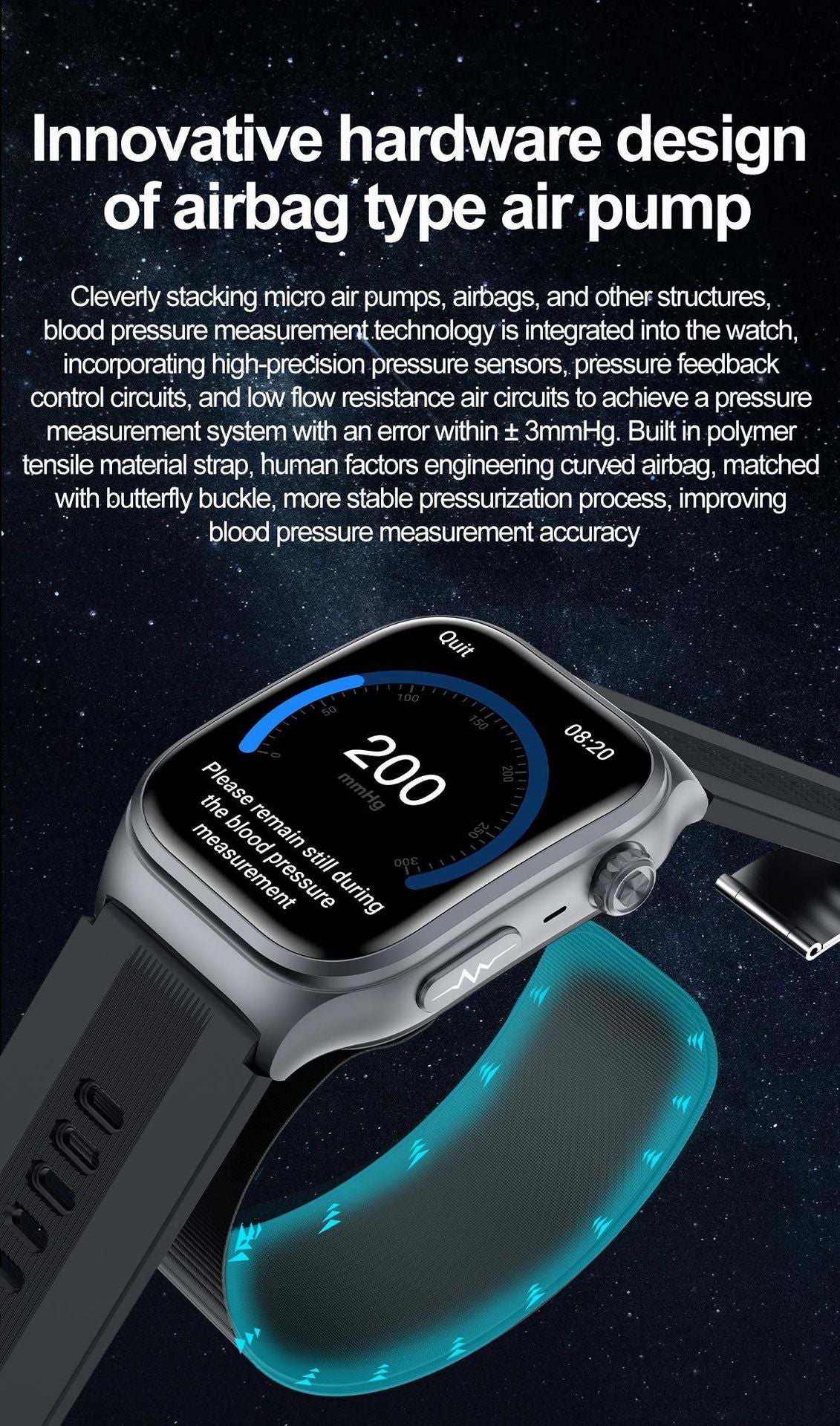S15Smart watch air pump measures blood pressure and ECG NFC Bluetooth Call High-End Smart Watch APP Docking
