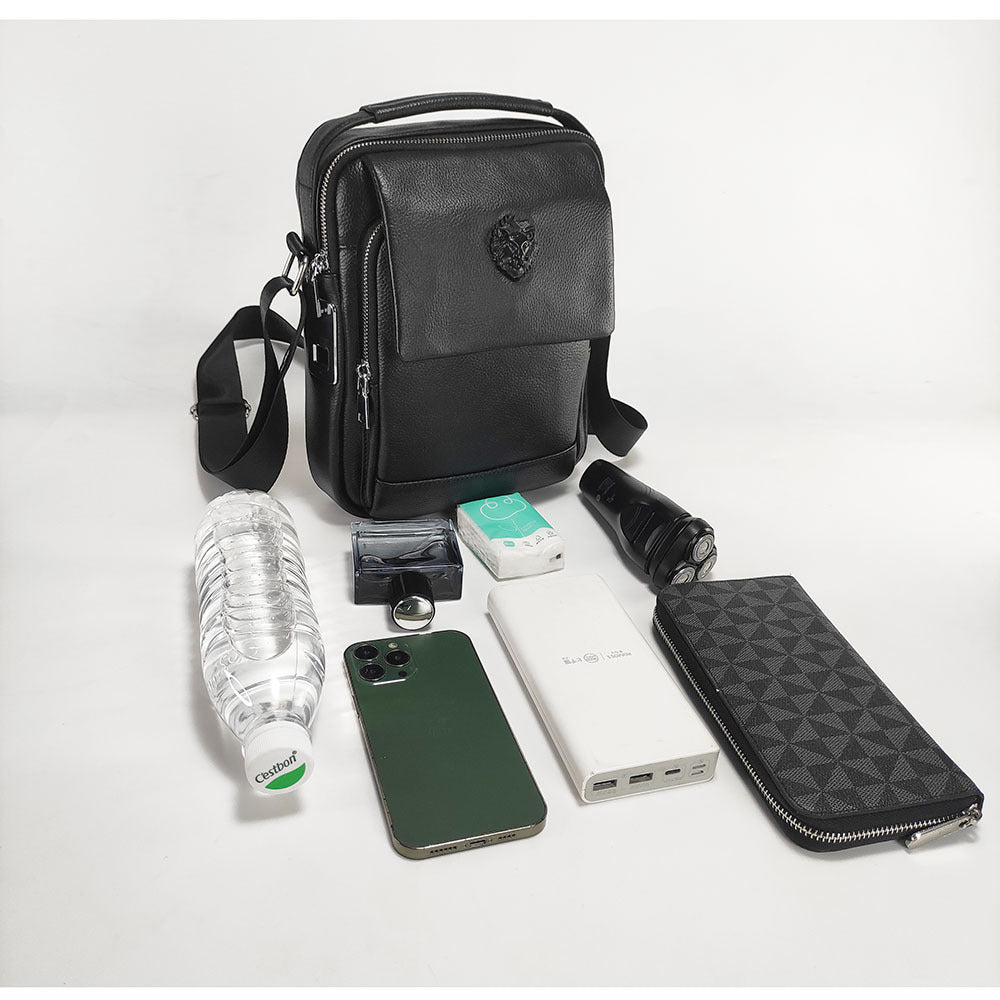 Niche Fingerprint Unlock Bag2024New High-End Men's Genuine Leather Small Handbag Crossbody Bag Guangzhou Trendy Bags