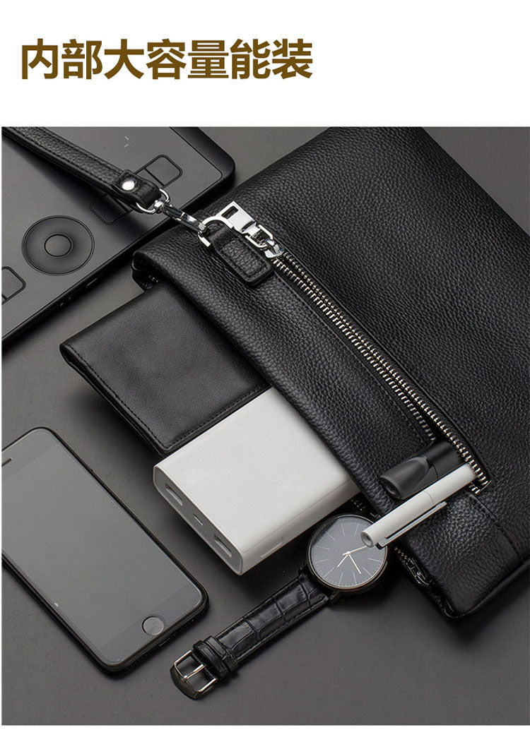 Genuine Leather Clutch Bag with Password Lock, Business Handbag, Casual Large Capacity Pure Top Layer Cowhide Men's Clutch