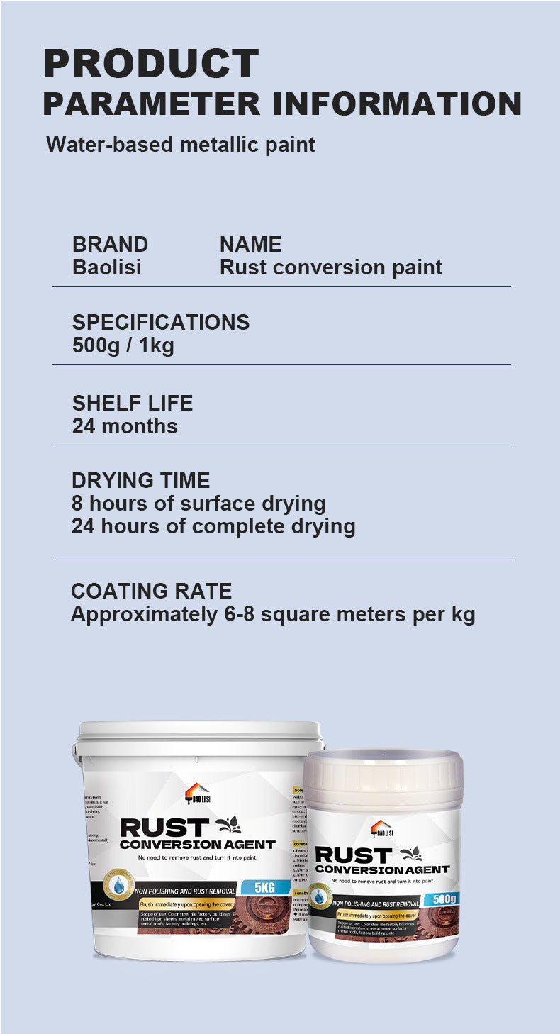 Rust Converter Rust-Free Color Steel Tile Renovation Special Metal Paint Anti-Corrosion Rust Fixer No Sanding Required
