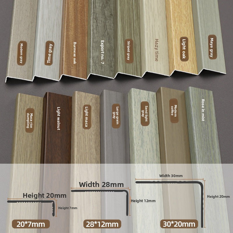 Aluminum alloy wood grain L Right-angle ultra-narrow wood flooring edge trim strip7Door threshold edging trim, wardrobe corner fastener strip