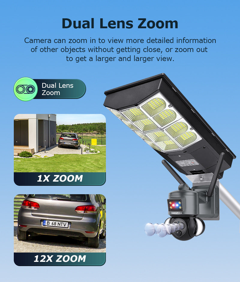 Courtyard12High Definition Zoom Solar Street Light Monitoring600Wanquan Color Night Vision Multi-screen Camera