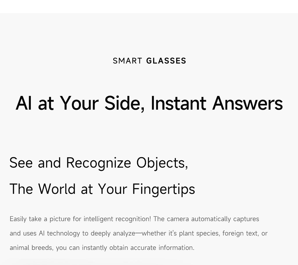 M89Smart Glasses200100 Megapixel Camera with Image Stabilization720P Video Recording WiFi6Transmission AI Simultaneous interpretation