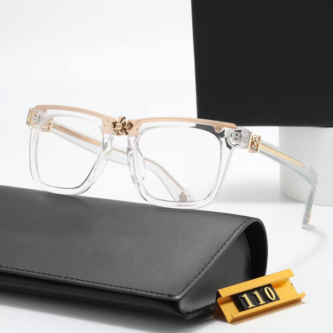 TR Vintage Square Frame Glasses for Men and Women Fashion Trend Anti-Blue Light Plain Glasses Crow Star Internet Celebrity Same Style logo