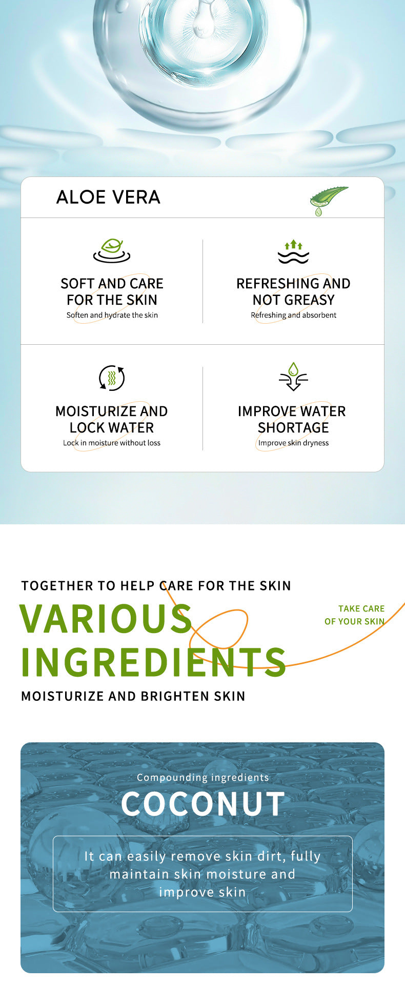 Aloe Vera Skincare Set SADOER Cleansing, hydrating, moisturizing, and nourishing  foreign trade manufacturer wholesale