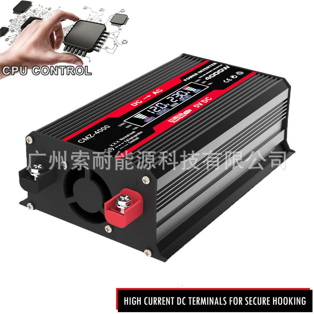 Car Converter Small Electrical Car Inverter300W 12V Turn110V/220V Double USB Intelligent Color Screen