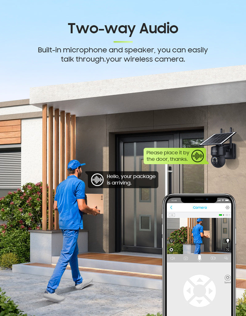 4G Solar HD400Megapixel outdoor courtyard surveillance camera with infrared night vision PIR Detection