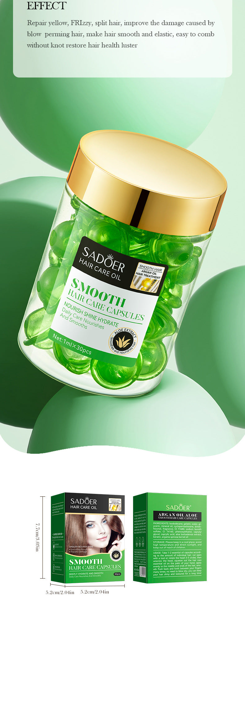 Nut Oil Hair Care Capsules SADOER Improve Frizz Essential Oil Capsule Conditioner  Wholesale