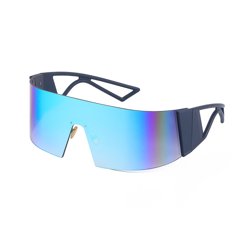 Outdoor Sports Cycling Glasses for Women, Colorful Integrated Windproof Sunglasses, Trendy European and American Style, Large Frame Sunshade and Sun Protection Sunglasses
