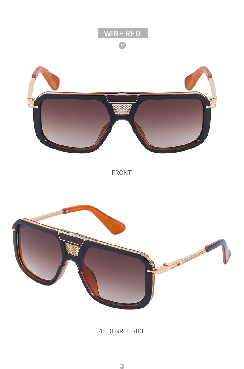 New Retro Square Frame Sunglasses for Men, European and American Style Large Frame Sunglasses for Women, Trendy Wholesale Sun Protection Sunglasses