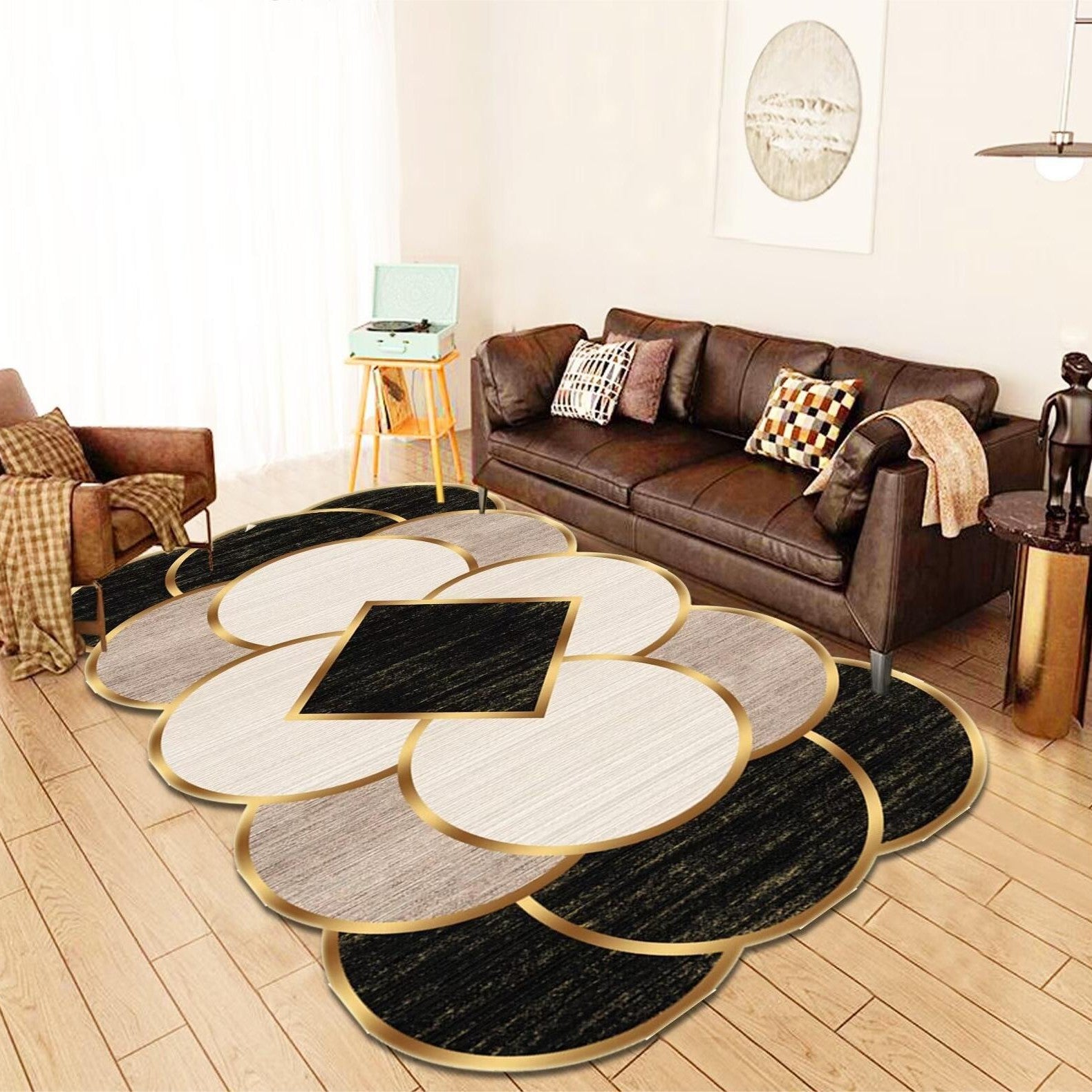 Crystal Velvet Carpet Full Coverage Living Room Non-Slip Coffee Table Rug Chinese Classical Home Bedroom Bedside Rug One Piece Dropshipping