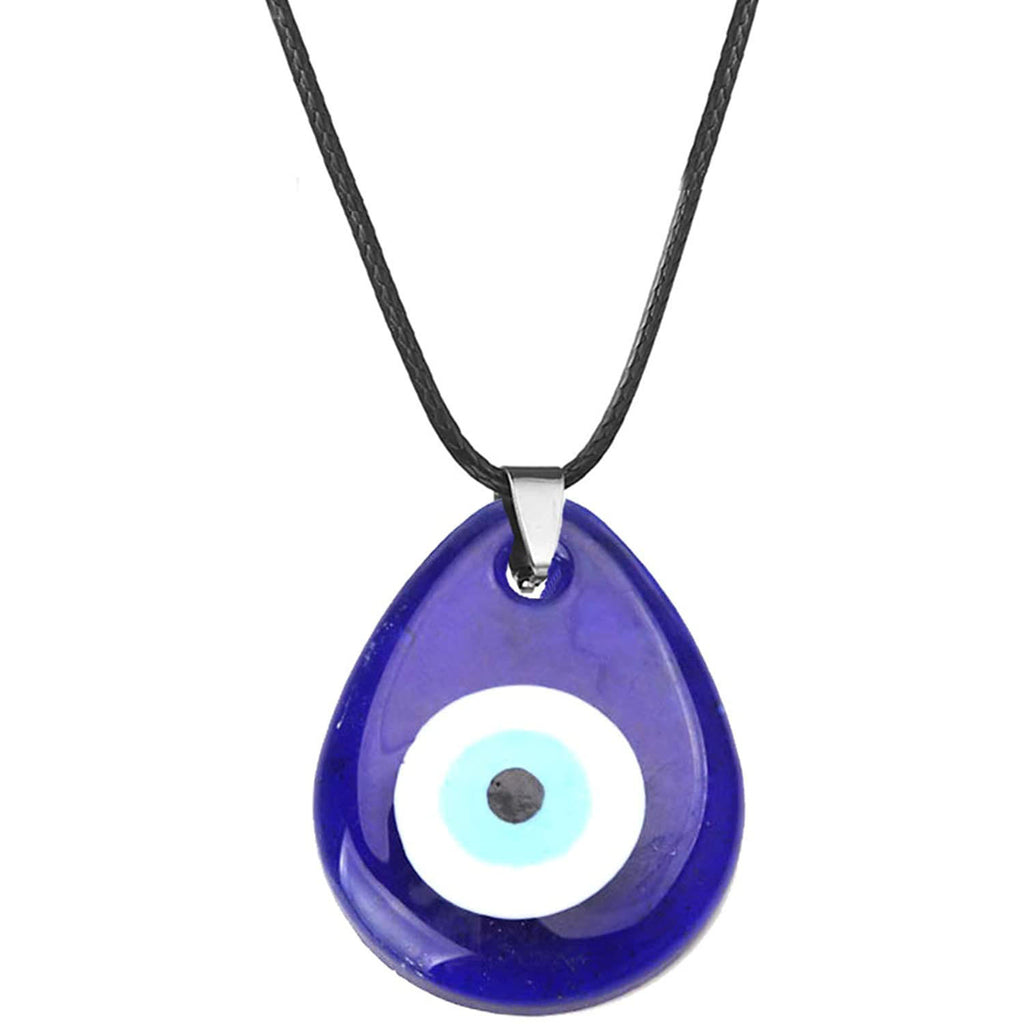 Devil's Eye Palm Necklace European and American Wax Rope Pink Necklace Turkish Blue Eye Water Drop Necklace