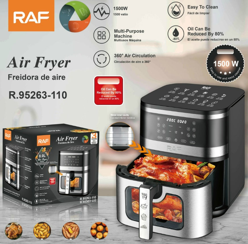 RAF European Standard US Standard Household Air Fryer Large Capacity Electronic Touchscreen Oil-Free Fries Electric Fryer8L