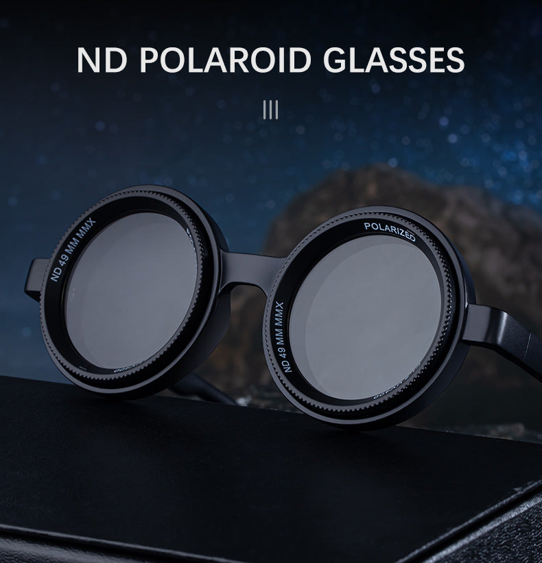 Nighttime Driving Glasses Round Frame ND Adjustable Zoom Men's Sunglasses2025New Polarized Sunglasses