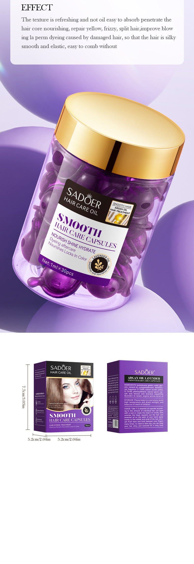 Nut Oil Hair Care Capsules SADOER Improve Frizz Essential Oil Capsule Conditioner  Wholesale