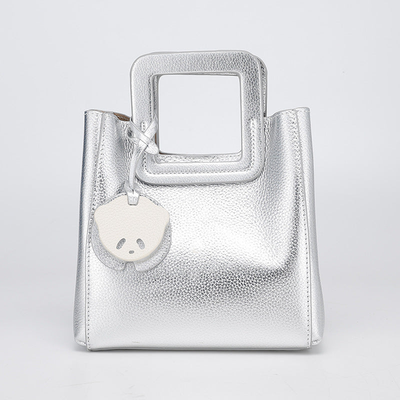 Light Luxury French Style Handheld Small Square Bag for Women, Versatile Shoulder Bag with Small Pendant, Commuter Tote Bag