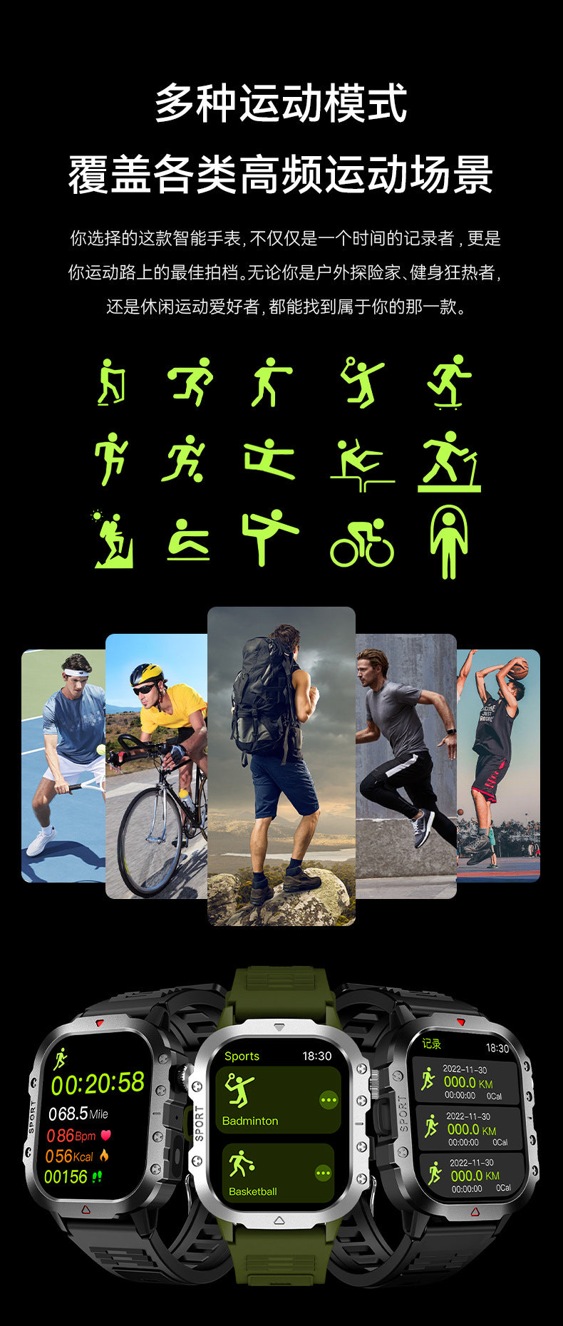 H11Smart Watch2.01inch Bluetooth Call Heart Rate Blood Sugar Smart Island Message Reminder Three-Proof Sports