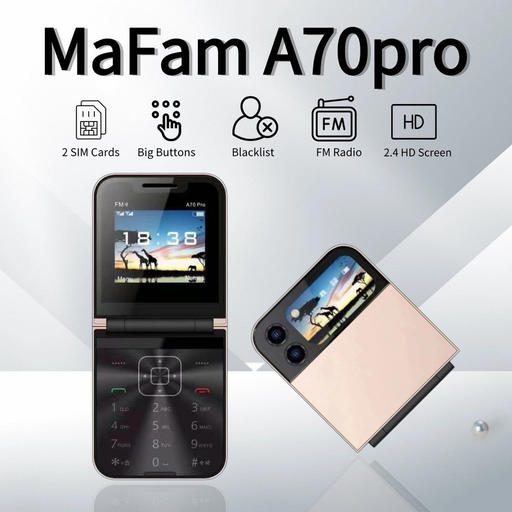 Flip Phone Mini Folding Flip Elderly Button2G Functional Phone Personalized Backup Phone A70PRO