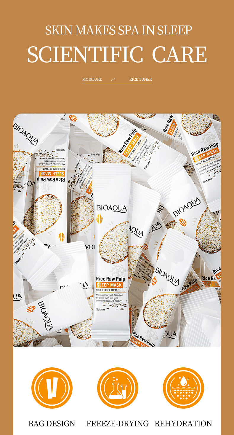 Sleep Mask BIOAOUA Rice No-Wash Apply-Off Good Night Freeze Mask Boxed  Foreign Trade Wholesale