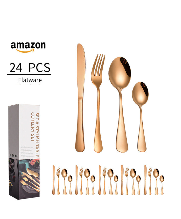 1010241 Piece Western Dessert High Aesthetic gold Steak Knife Fork Spoon Stainless Steel Cutlery Set