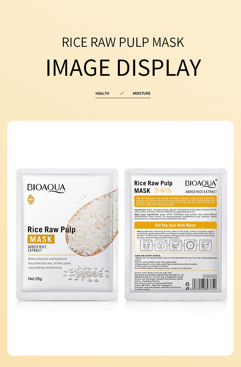 Rice Puree Mask BIOAOUA Hydrating Moisturizing Tablets   Wholesale OBO