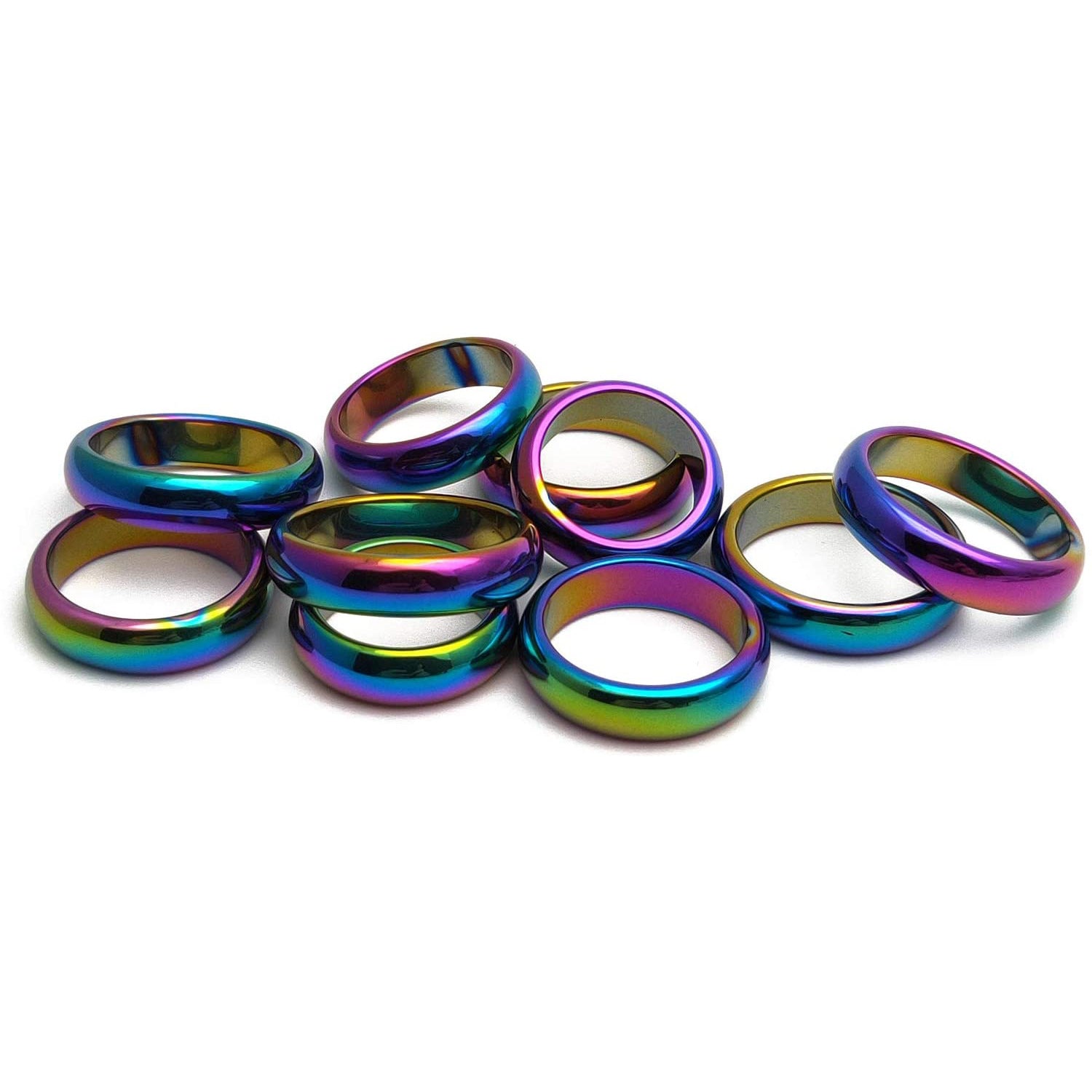 European and American Hematite Curved Ring for Men with High-end Feel, Personalized Ring for Women, Simple Colorful Faceted Ring