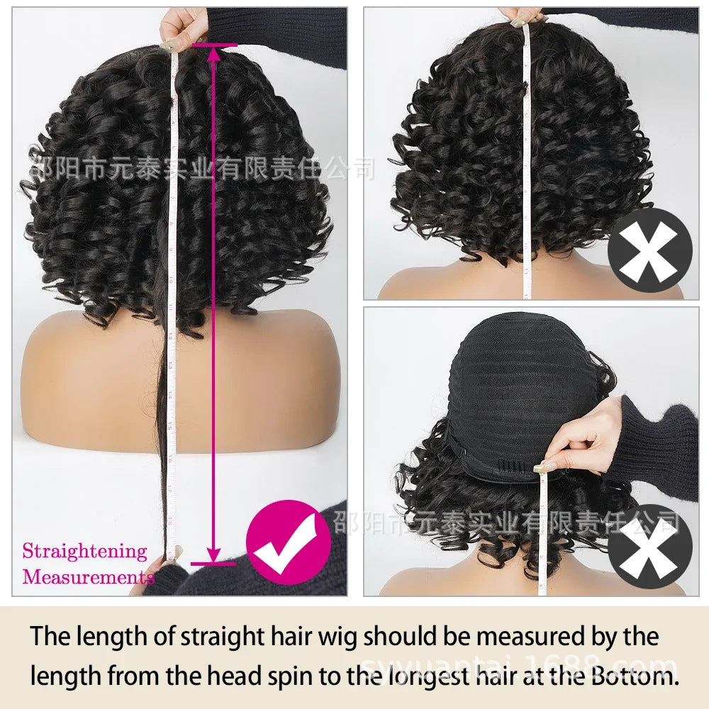 Short Bouncy Curly Wig BOB Glueless Wig Afro Rose Curly