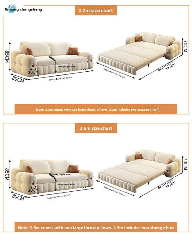 New Velvet Sofa Bed Two-in-One Multi-Functional Pull-Out Foldable Storage Small Apartment Balcony New Model