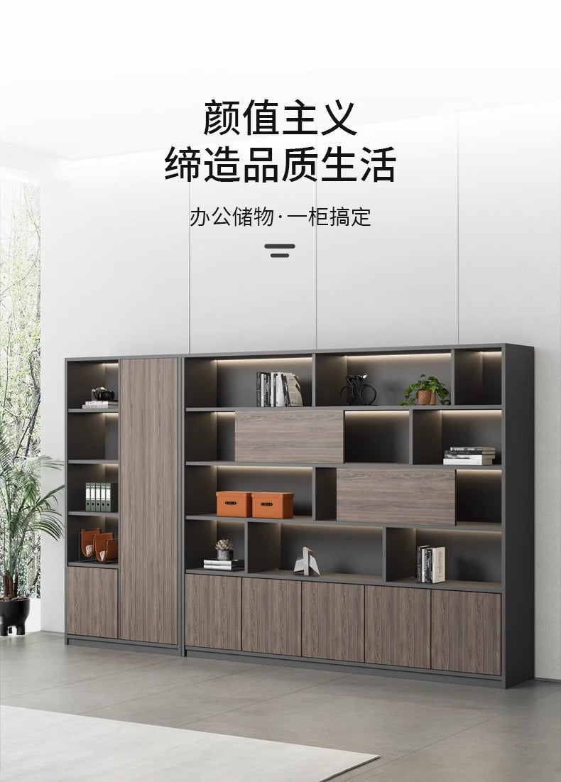 Office File Cabinet with Lock Storage Cabinet Wooden Modern Bookshelf Boss Background Cabinet Archive Cabinet