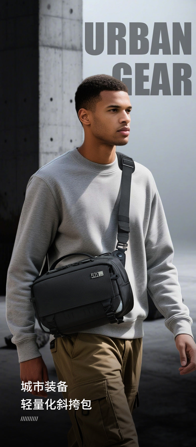 ozuko Men's Crossbody Bag Shoulder Bag Waterproof Large Capacity Outing Portable Bag High-end Multifunctional Trendy Brand