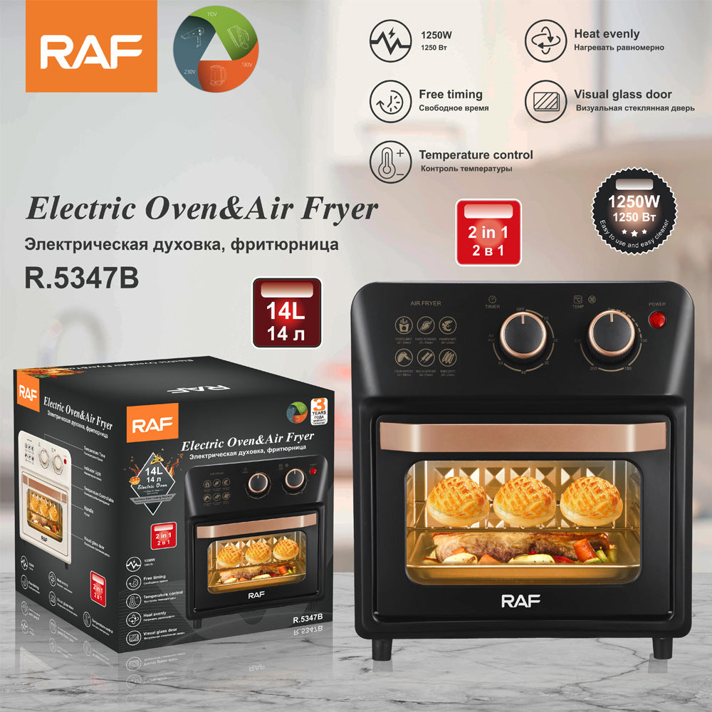 RAF Electric Oven EU Standard14L Multifunctional Household Air Fryer Fully Automatic Intelligent Oven Fryer Visual Baking