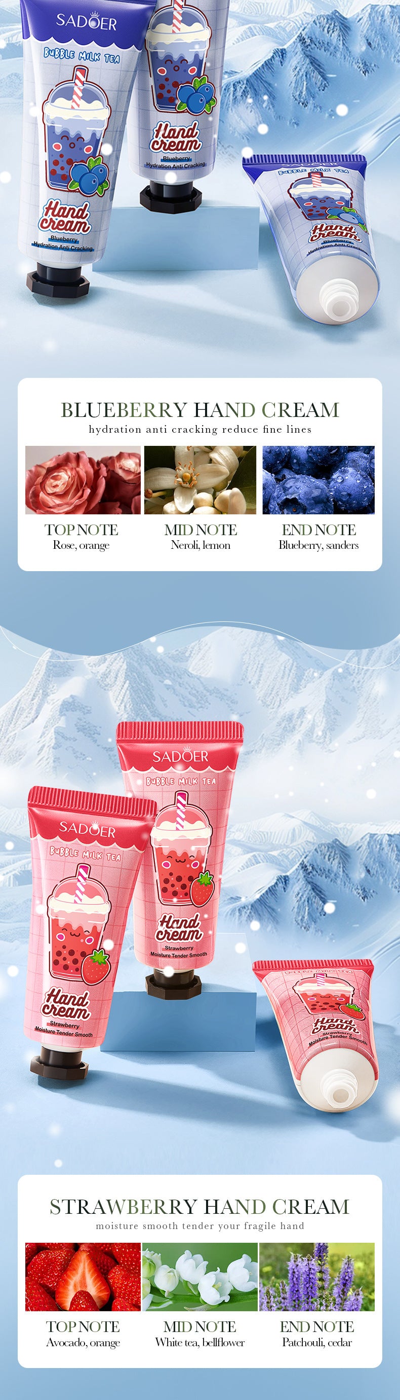 Milk Tea Fruit Fragrance Hand Cream Set SADOER Autumn and winter hand cream  foreign trade wholesale