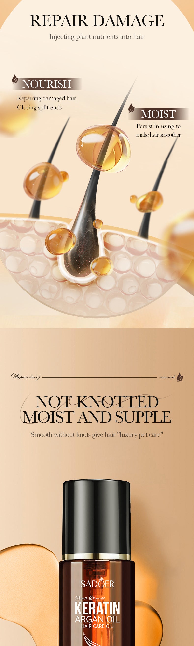 Nut Oil Hair Care Essential Oil80mlSADOER Smooth and Frizz-Reducing Conditioner  Wholesale