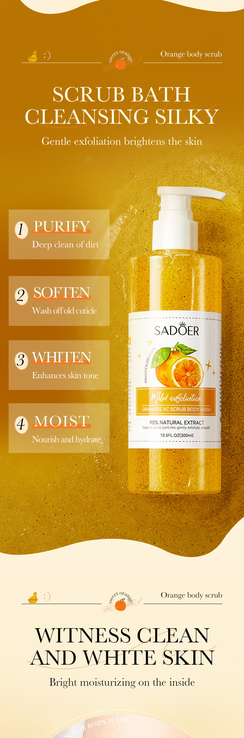 Fruit Body Wash300mlSADOER Kiwi Body Scrub Shower Gel  Wholesale