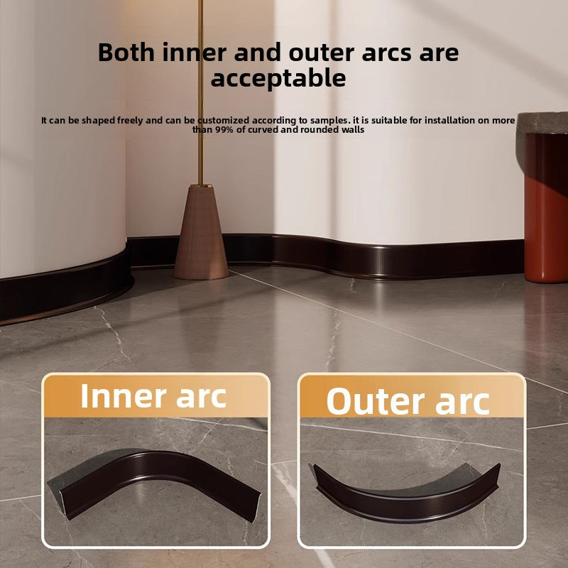 Aluminum alloy skirting board, ultra-thin cream-style baseboard decorative line, curved light-luxury metal snap-on skirting board
